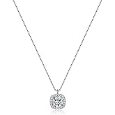 SLUYNZ Solid 925 Sterling Silver CZ Chain Choker Necklace for Women Teens Diamond Square Pendant Necklace