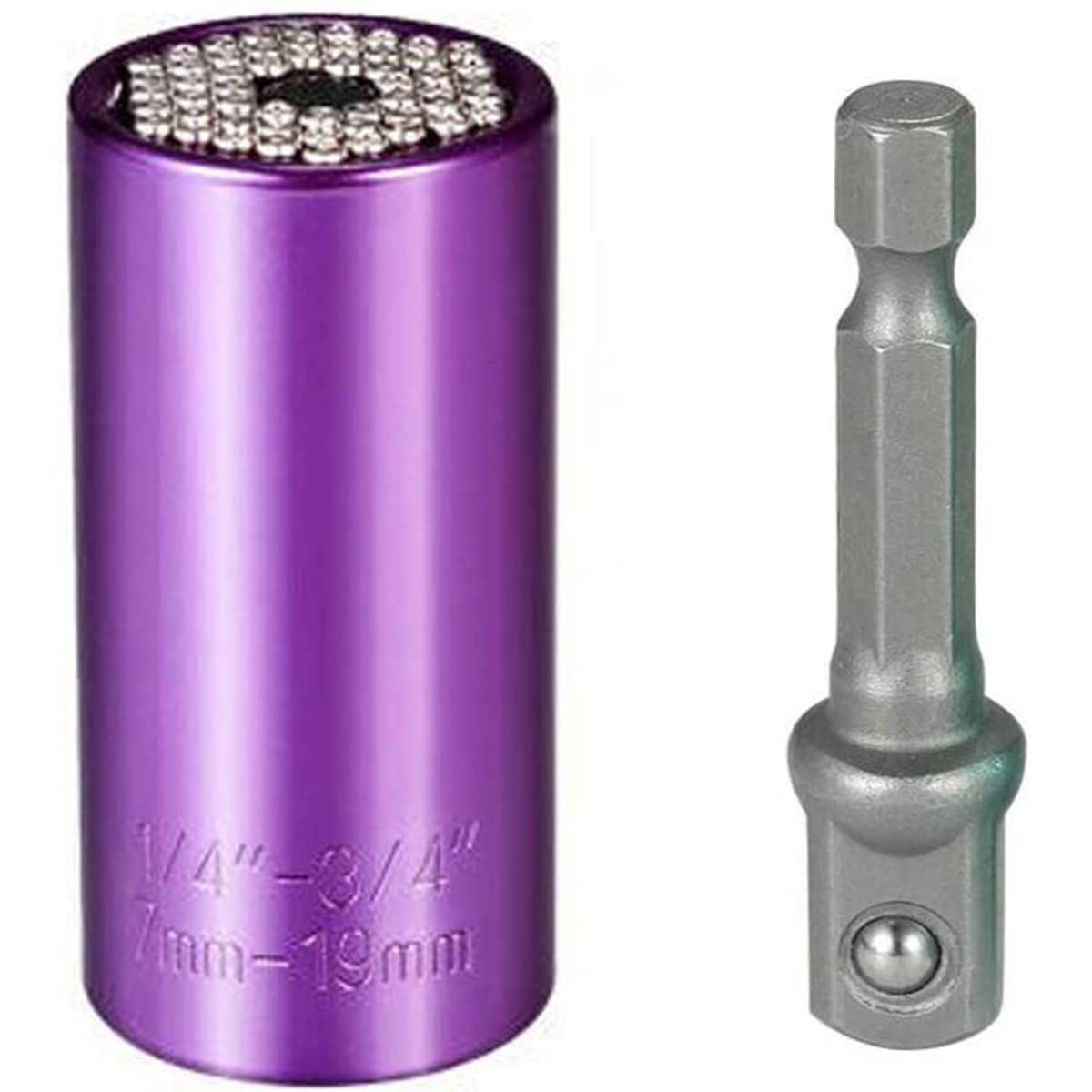 Universal Socket Wrench 7-19mm Multi-Function Hand Tools Wrench Drill Adapter Repair Tool Kit Gadgets Gifts for FatherMen,DIY Handyman,Guys Purple