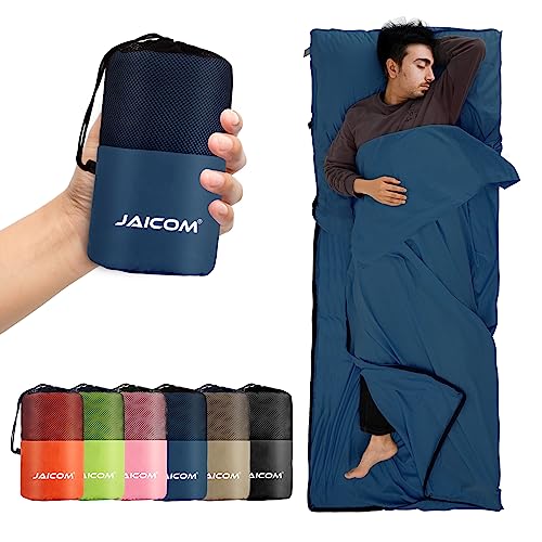 JAICOM Sleeping Bag Sheet, Meat Bag, Sleeping Bag, 220 x 90 cm, Ultralight Sleeping Bag, Suitable for Outdoor Travel, Hotels and Bedrooms | Sac de Couchage Adulte, il Convient aux Voyages en Plein air, aux hôtels et aux Chambres à Coucher, Compartiment Oreiller