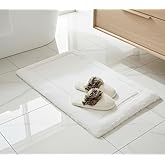 Dreame. White Premium Removable Silp Cover Memory Foam Bath Mat, Thick Ultra Soft, Non-Slip, Water Absorbent Bathroom Rug 21 x 34