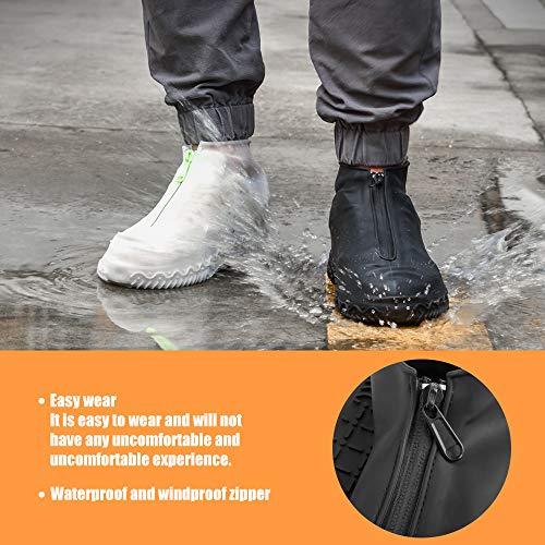 CHUHUAYUAN Waterproof Silicone Shoe Covers, Reusable Foldable Not-Slip Rain Shoe Covers with Zipper,Shoe Protectors Overshoes Rain Galoshes for Kids,Men and Women(1 Pair) (Black, L) - Thumbnail 2