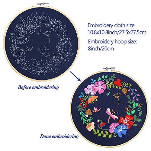 Caydo Full Range Embroidery Starter Kit with Pattern and Instructions