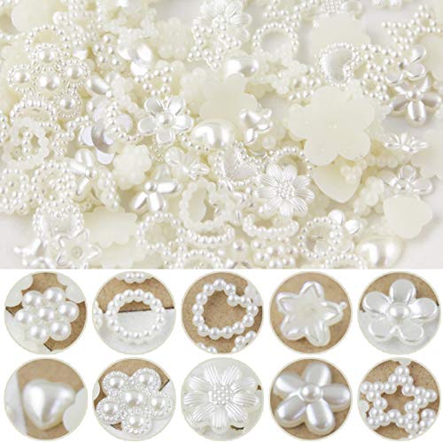 witgift 100 Pieces Mixed Beads Decorative Imitation Heart Embellishments Table Decoration Confetti Flowers Wedding Decoration Stars for Wedding Card