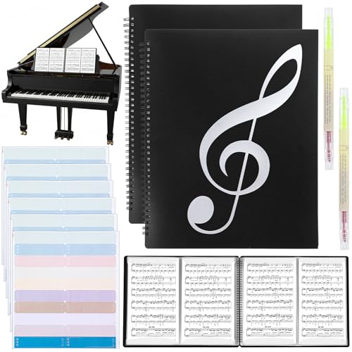 2 Pack Music Sheet Folder 4 Page, 4 Sheet Music Folder Piano Binder, 60-Sheet Capacity, 12.6 x 8.7 Inch, PP Black, Writable Choir Folders for Band at Amazon