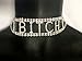 Clear Rhinestone Bitch Wide Choker Necklace Costume Jewelry Silver Stripper