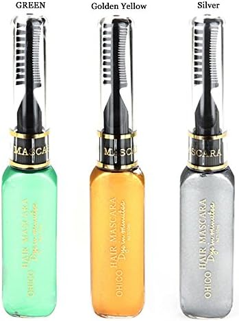 OHICO Professional Temporary Hair Dye Vibrant Hair Color Highlights &amp; Streaks Touch-up (Green +Golden Yellow +Sliver)
