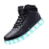Black 7 Colors Women Men High Top USB Charging LED light Shoes Flashing Sneakers 44