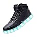 Black 7 Colors Women Men High Top USB Charging LED light Shoes Flashing Sneakers 44