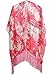 MissShorthair Women's Light Floral Print Chiffon Kimono Cardigan Coverup Blouse Tops (15 Red)