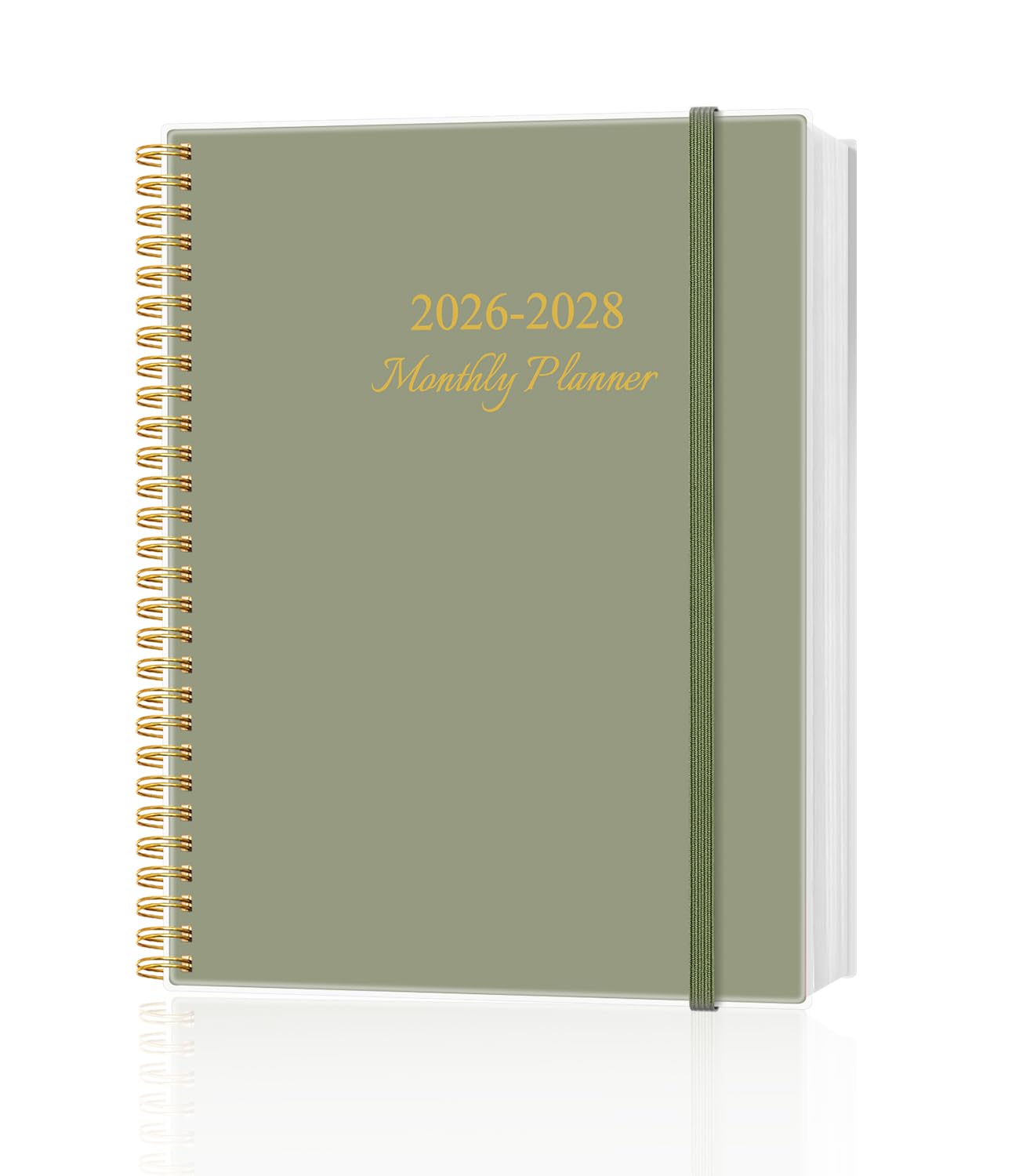 Photo 1 of 2026-2028 Monthly Planner, Three Years Calendar from January 2026 - December 2028 with Spiral Binding, Inner Pocket, Elastic Closure, 38 Month Planner for Home | School | Office, 8.5" x 11", Green