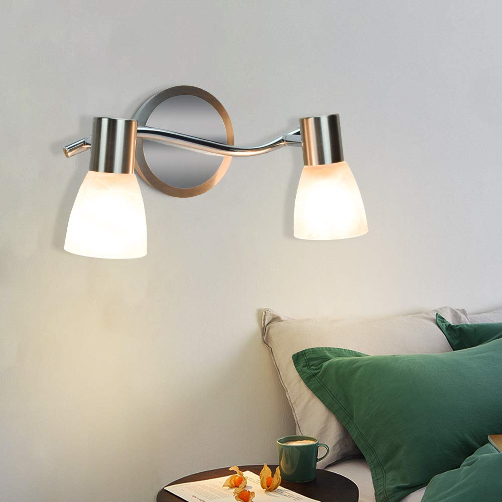 Depuley 2 Way Ceiling Spotlight Fitting, Rotatable LED Ceiling Light Spots, Real Glass Lamp Shades, Adjustable Kitchen Lights for Living Room, Dining Room, Bedroom, E14 Bulb Base(No Bulbs)