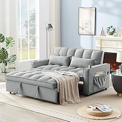 3-in-1 Large Futon Loveseat with Pull Out Sleeper
