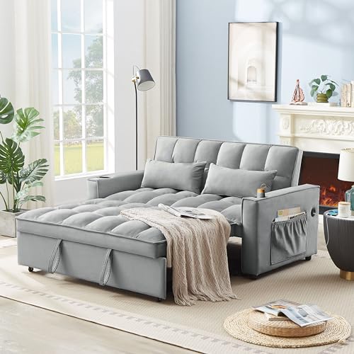 3-in-1 Large Futon Loveseat with Pull Out Sleeper