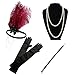 Kathyclassic 1920s accessories Headband Necklace Gloves Cigarette Holder Flapper Costume accessories Set For Women(Set 13)
