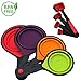 Portable Collapsible Silicone Measuring Cups & Red Measuring Spoons Set Folding 8 Piece BPA Free Food Grade Kitchen Utensil Dry Liquid
