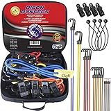Bison Gear 28PC Premium Bungee Cord Assortment Including Ball Bungees and Tarp Clips - 28 Piece Heavy Duty Tie Down Pack - UV Resistant Industrial Grade Shock Cord - GS Certified Bungee Straps