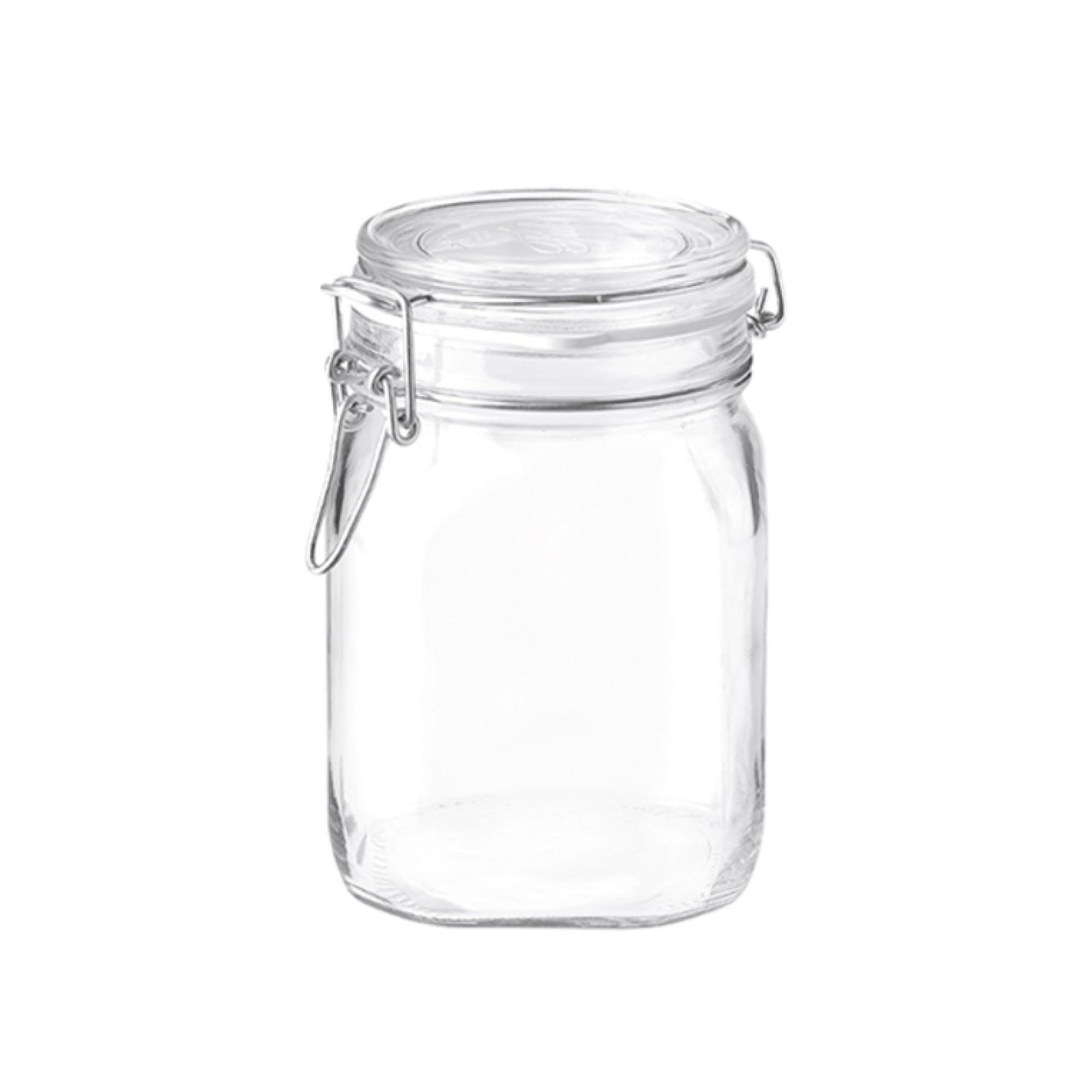 Photo 1 of Bormioli Rocco Clear Glass Storage Jars: Airtight Hinged Lid With Leak Proof Gasket, Wide Mouth Canister Kitchen Food Container - For Zero Waste Air Tight Preserving Jam, Spices, Coffee, Sugar & Herbs
