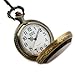 New Mens Stainless Steel Case White Dial Amber Front Antique Pocket Watch with Chain