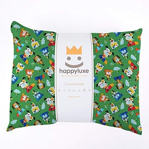 Happyluxe Expedition Travel Pillow for Kids, 13" x 18", Hypoallergenic, Great for Airplanes, Trains, Camping, and Nap Time, Bot Dog