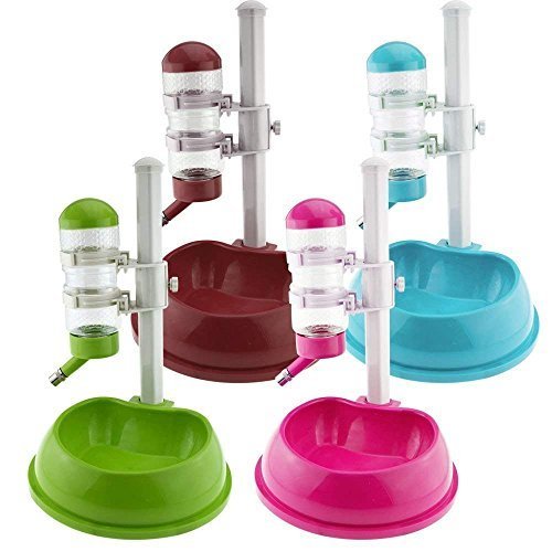 PRINTEMPS Automatic Pet Cat Dog Water Drinker Dispenser Food Stand Hamster Feeder Dish Bowl Bottle Pet Feeder (Blue1) - Thumbnail 5