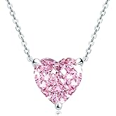 AINUOSHI Necklace for Women, Lab Simulated Diamond, Heart/Radiant/Oval/Pear/Round Cut Pendant, 925 Sterling Silver with 18K White Gold Plating, Christmas Gift, Jewelry Box Packed