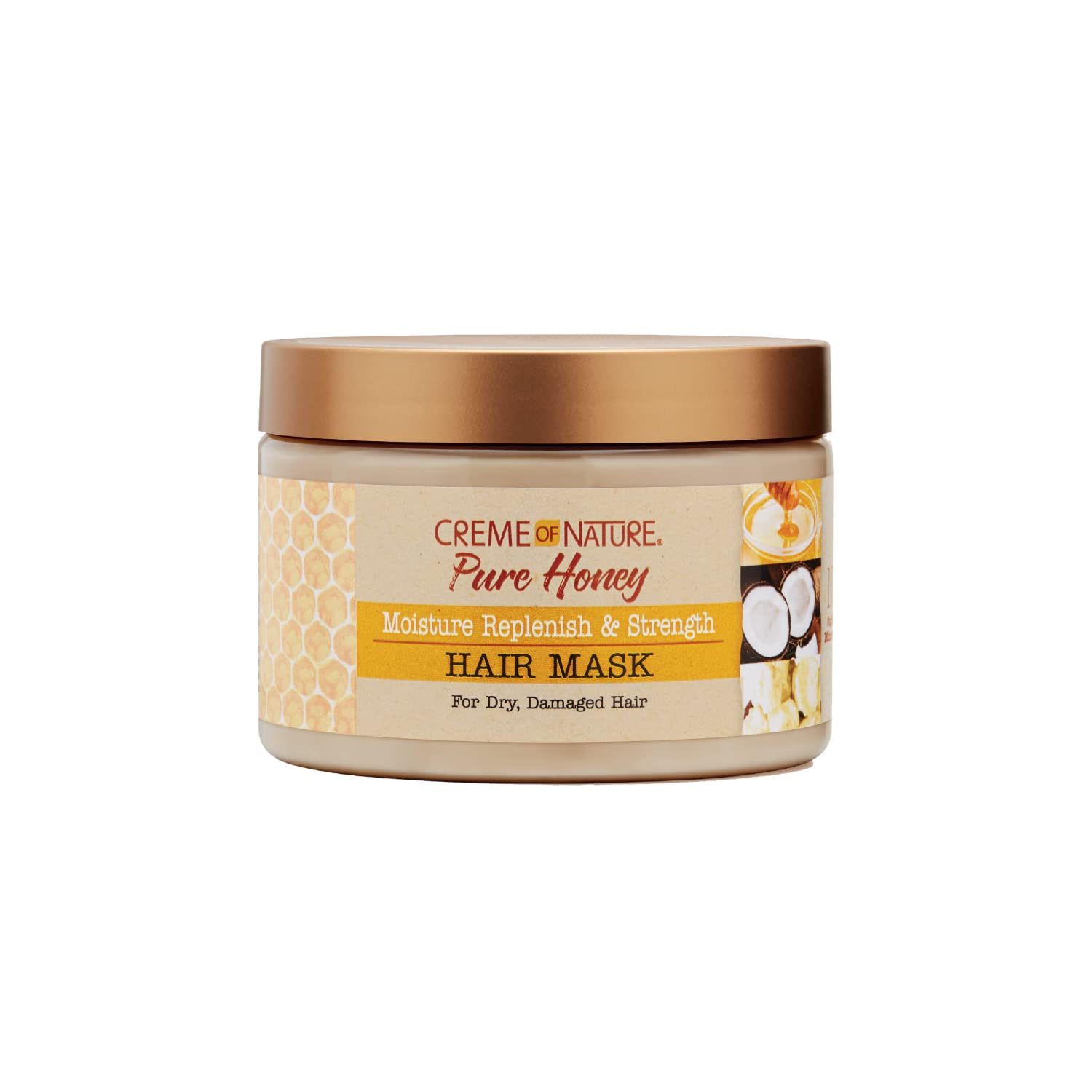 Creme of Nature Pure Hair Mask Jar, Honey, 11.5 Oz, Gold,326 g (Pack of 1)