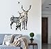 BIBITIME Halloween Forest Silhouette Deer Family Wall Decals Christmas Animal Birds Elk Vinyl Stickers for Living Room Porch Bedroom Nursery Classroom Home Art Mural TV Background PVC Decorations