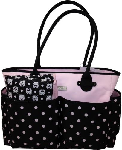 Carter's Novelty Tote Diaper Bag with Owl Tag, Black/Pink