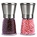 Premium Stainless Steel Salt and Pepper Grinder (Set of 2) - 6 Oz Glass Base Pepper Mill and Salt Mill - Adjustable Coarseness Grind Setting Salt and Pepper Shakers by Bloomingoods