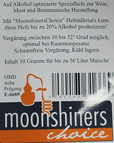 'MoonshinersChoice®' Spezial Alkohol Hefe ✿ 10 Gramm für 50 Liter Maische ✿ für Wein, Most und Brennmaische – Bild 3