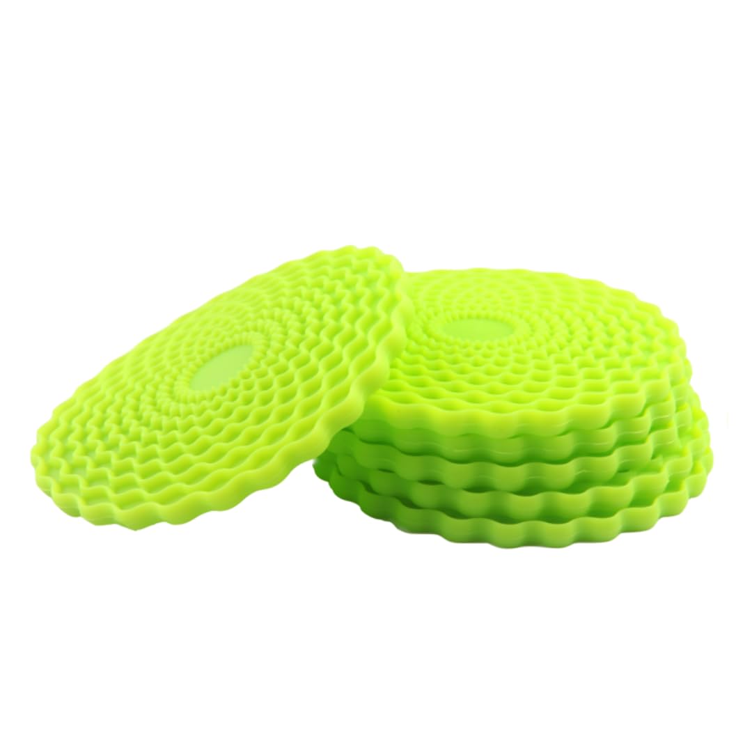 Green Drinks Coasters Set of 6 by Stone & Thyme - a UK Brand. Non Slip, Heatproof & Easy to Clean. Colourful Decorative Home Accessories That Protect All Surfaces. (Green)