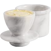 Radicaln Marble Butter Keeper 4.25'' Inches White Handmade French Butter Holder For Kitchen Counter Decor Ideal Butter Crock For Counter With Water &amp; Butter Crock For Kitchen
