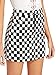 WDIRA Women's Elegant Mid Waist Above Knee O-Ring Zipper Front Plaid Skirt