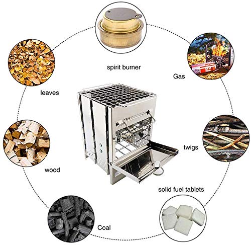 Roeam Camping Fornuis Houtbrandende Kachel, Opvouwbare RVS Backpacken Houtbrandende Kachel, Mini Draagbare BBQ Grill… - Image 5