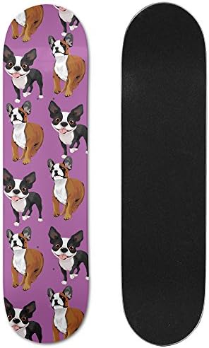 Boston Terrier And French Bulldog Friends Skateboard Deck Maple Hybrid Build Skateboard Deck 7.5"x31"