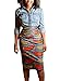 Annflat Women's African Print High Waist Stretch Bodycon Pencil Midi Skirt Small Multi
