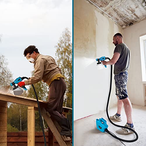 Tilswall Paint Gun, 800W HVLP 1200ML/Min Electric Paint Gun, 1300ML Reservoir, 3 Nozzles and 3 Patterns, High Power Paint Sprayer for Furniture, Cabinets, Fences
