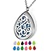 HOUSWEETY Aromatherapy Essential Oil Diffuser Necklace-Stainless Steel Locket Pendant,12 Refill Pads(Non-engraving)