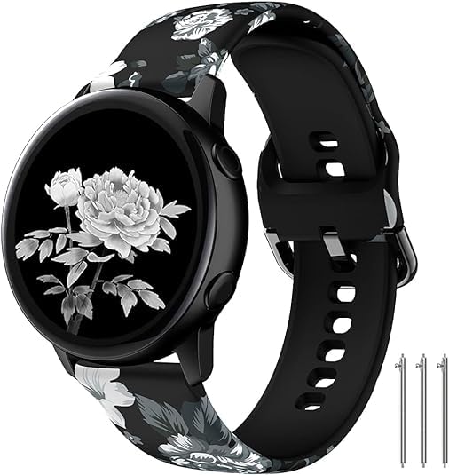 Photo 1 of TOOLAIK Florai 22mm watch band Compatible for Samsung galaxy watch 3 45mm/Gear S3 Frontier/Classic,Silicone 22mm watch band quick release for Women Men (Gray Flower)
