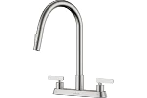 APPASO 3 Holes Kitchen Faucet, RV Kithcen Faucets, 2 Handle Kitchen Sink Faucet, Brushed Nickel, Stainless Steel, Kitchen Fau
