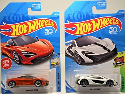 2018 Hot Wheels Basic Die-Cast McLaren 720S (Orange) & McLaren P1 (White) - Set of 2!