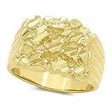 Men's 19mm Wide Chunky 14k Gold Plated Nugget Statement Ring