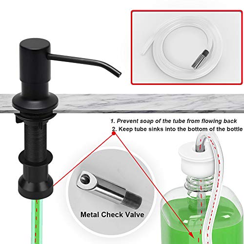 Kitchen Sink Soap Dispenser Matte Black with 41" Extension Tube Kit and
