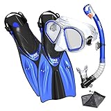 Promate Spectrum Snorkeling Mask Dry Snorkel Fins Gear Bag Set