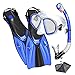Promate Spectrum Snorkeling Mask Dry Snorkel Fins Gear Bag Set