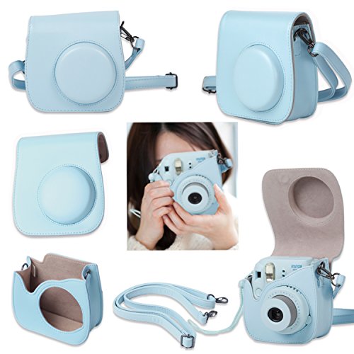 Fujifilm Instax Mini 8 Accessories, Leebotree 10 in 1 Camera Bundles Set Include Mini 8 Case/Album/Selfie Lens/Colored Filters/Wall Hang Frames/Film Frames/Border Stickers/Corner Stickers/Pen(Blue)