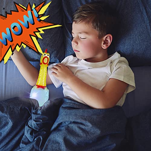 POPLAY Flashing Screaming Chicken, Rubber Chicken Dog Toy LED Shining Squeaky Chicken for Chew Toy Stress Relief Practical Jokes