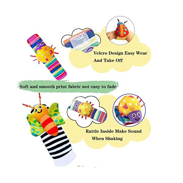 Foot-Finders-Wrist-Rattles-for-Infants-Developmental-Texture-Toys-for-Babies-Infant-Toy-Socks-Baby-Wrist-Rattle-Newborn-Toys-for-Baby-Girls-Boys-Baby-Boy-Girl-Toys-0-3-3-6-6-9-Months Foot Finders & Wrist Rattles for Infants Developmental Texture Toys for Babies & Infant Toy Socks & Baby Wrist Rattle - Newborn Toys for Baby Girls Boys - Baby Boy Girl Toys 0-3 3-6 6-9 Months