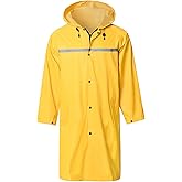 Mens Long Hooded Safety Rain Jacket Waterproof Emergency Raincoat Poncho