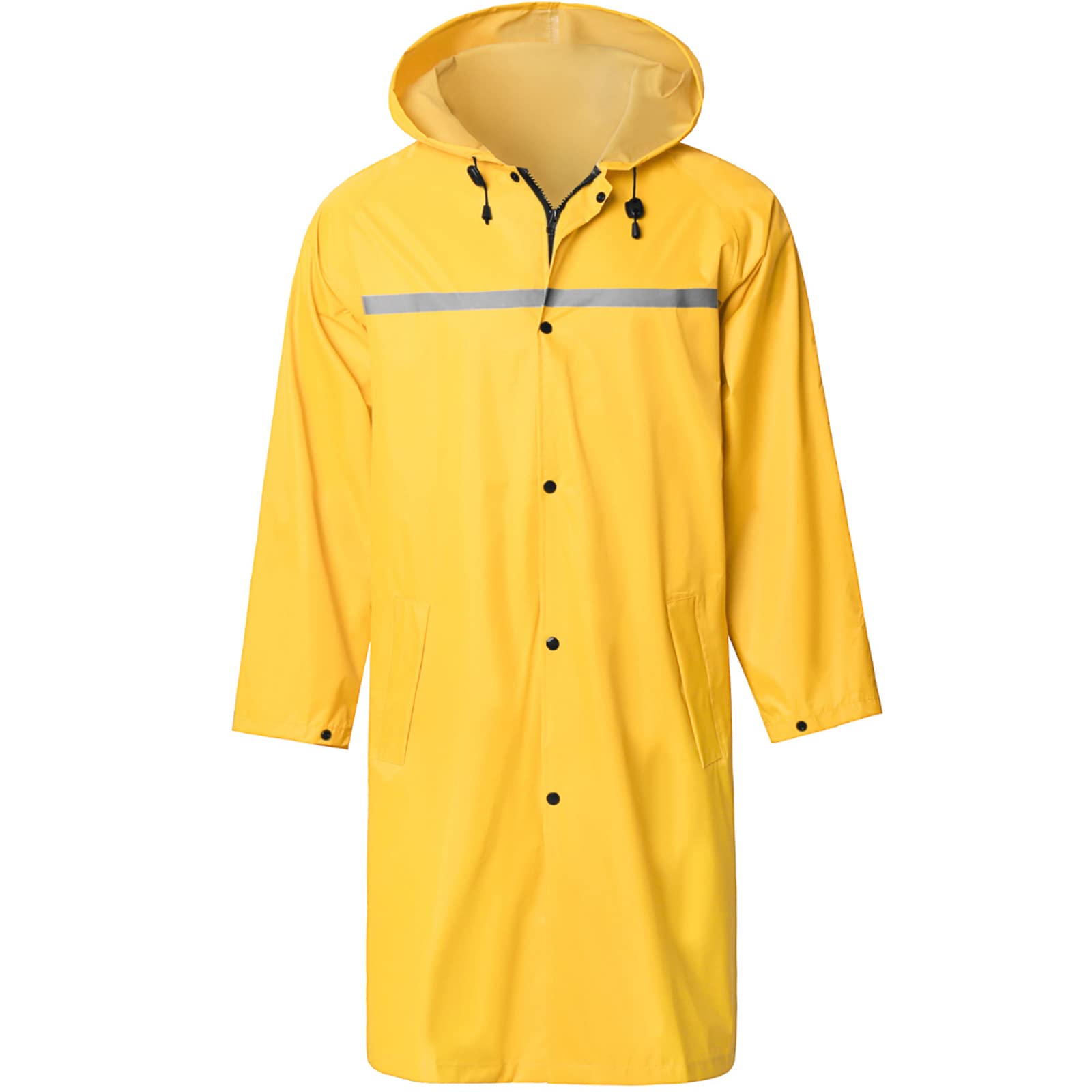 SaphiRose Mens Long Hooded Safety Rain Jacket Waterproof Emergency Raincoat Poncho